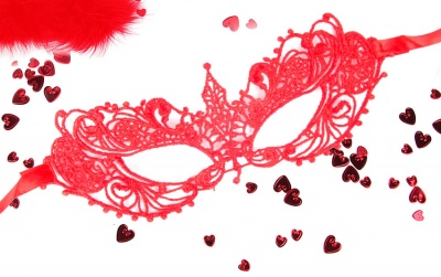 Купить МАСКА АЖУРНАЯ "КЭРОЛИН" красная, текстиль в Секс шоп Тольятти Di'Amore si'