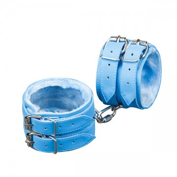 Голубые наручники на мягкой подкладке 