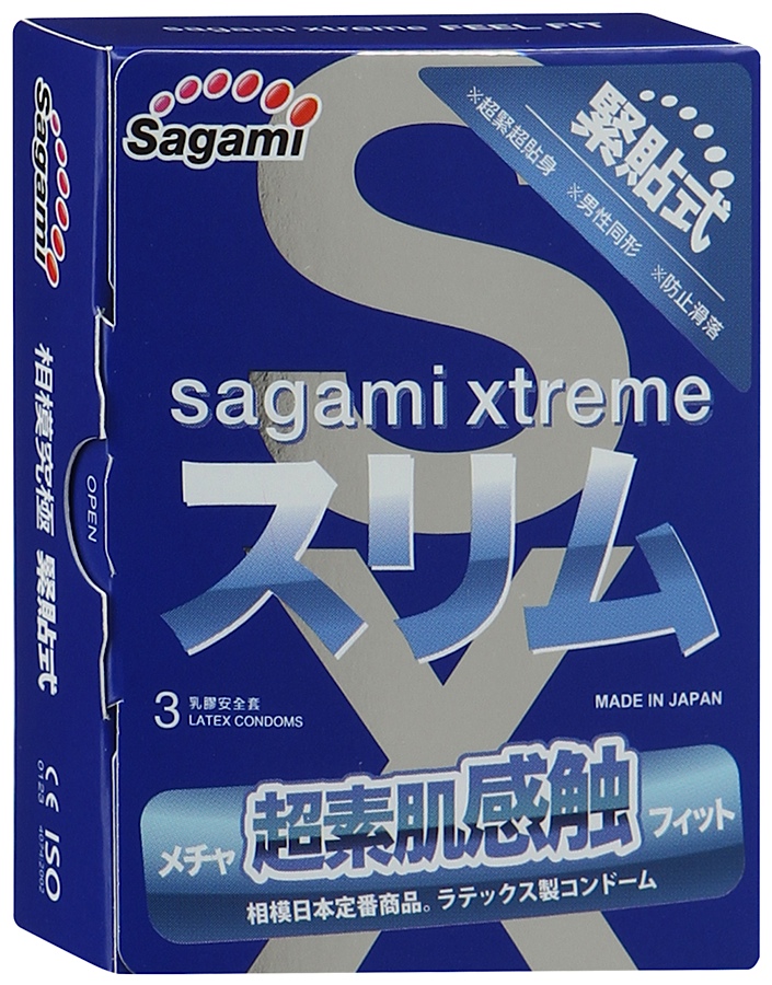 Презервативы Sagami Xtreme Feel Fit латексные, супероблегающие 3 шт 