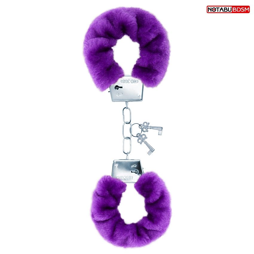 Купить Металлические наручники с мягкой фиолетовой опушкой в Секс шоп Тольятти di'AMORE si'