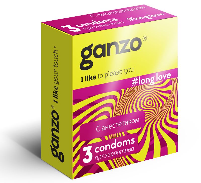 Купить Презервативы с анестетиком для продления удовольствия Ganzo Long Love - 3 шт в Секс шоп Тольятти di'AMORE si'