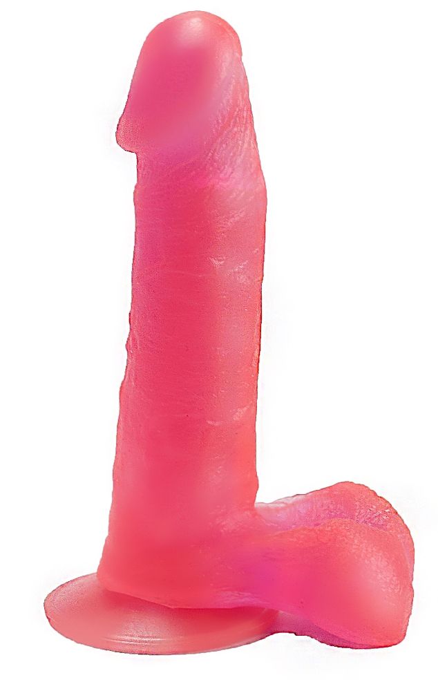 Розовый гелевый дилдо на присоске - 16.50 см