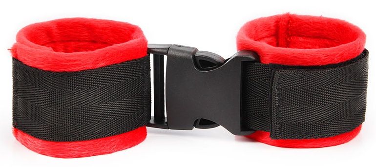 Купить Красно-черные мягкие наручники на липучке в Секс шоп Тольятти di'AMORE si'