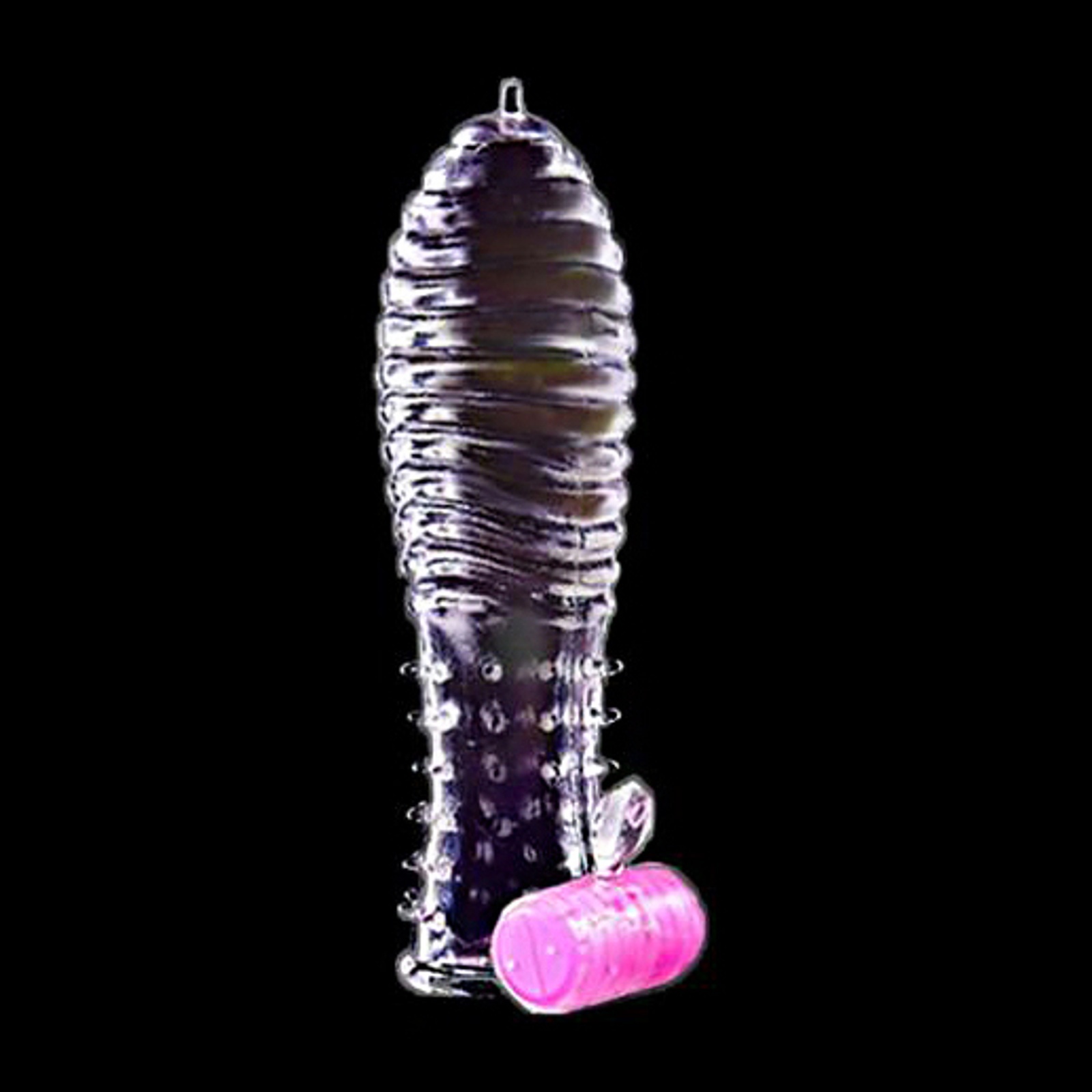 Насадка ребристая на пенис с вибростимуляцией клитора