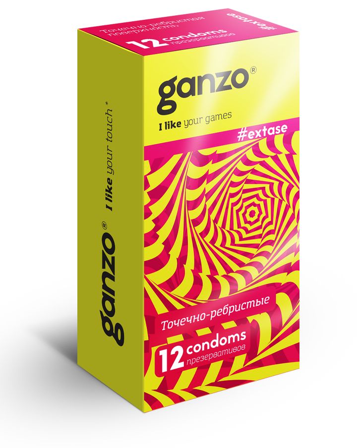 Презервативы  с точечной и ребристой структурой Ganzo Extase - 12 шт. 