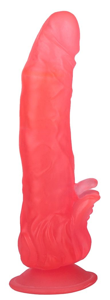 Розовый фаллоимитатор с клиторальными шипами 17.80 см