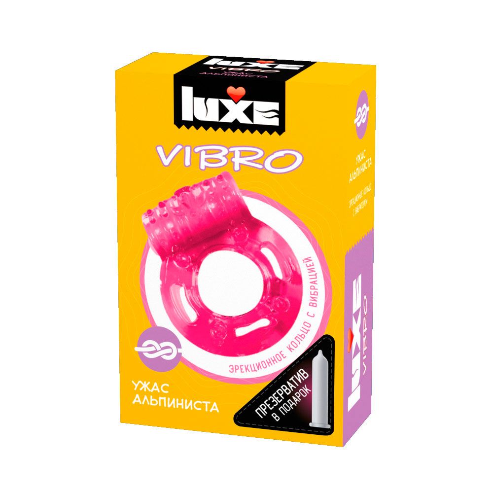 Эрекционное виброкольцо Luxe VIBRO "Ужас Альпиниста" + презерватив