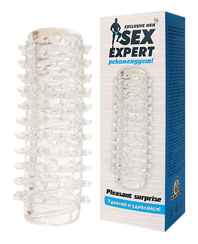 Купить Прозрачная насадка 2-в-1 (мастурбатор) с шипами 12.50 см в Секс шоп Тольятти Di'Amore si'