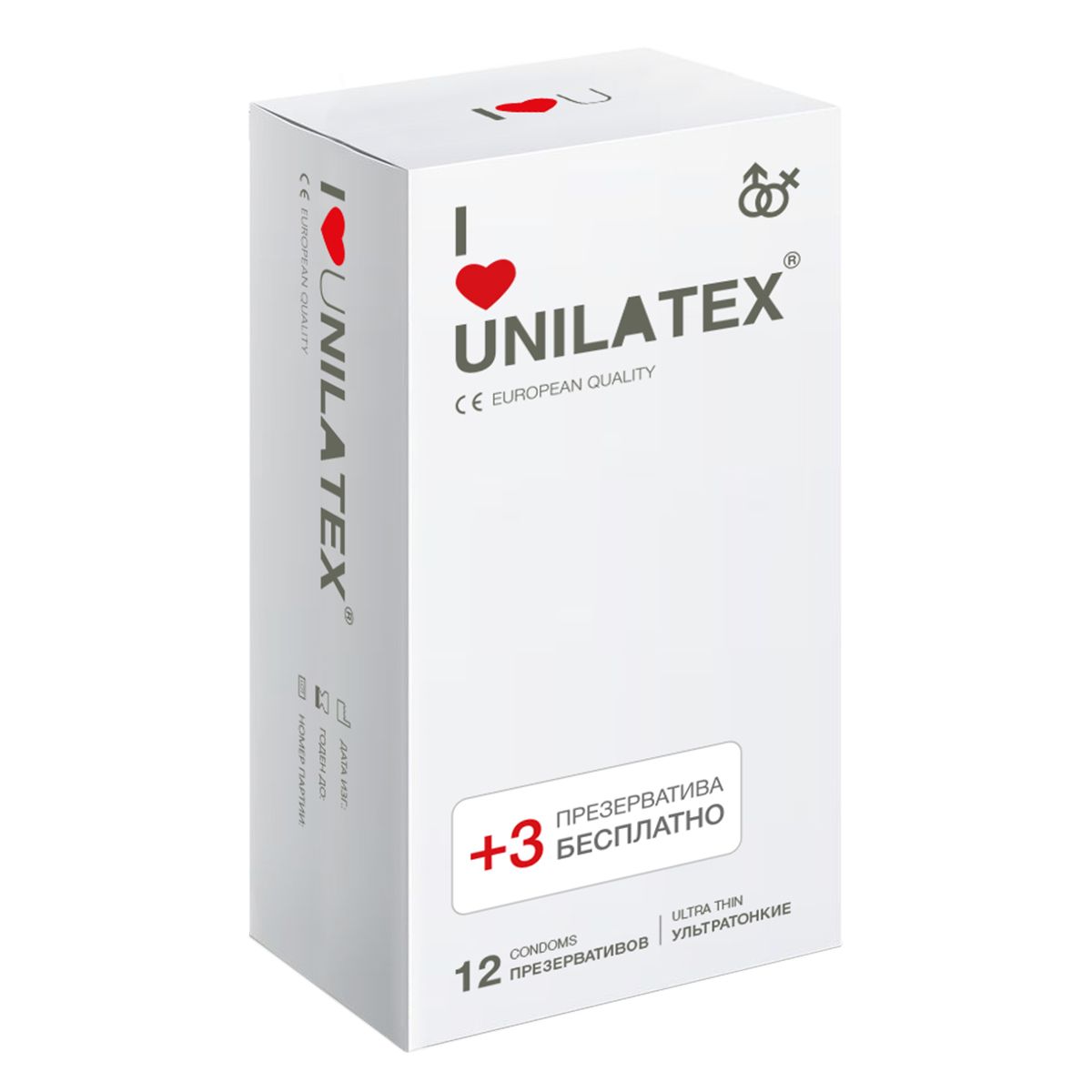 Ультратонкие презервативы 12+3 шт. в подарок Unilatex Ultra Thin 