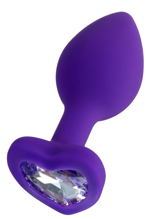 Купить Анальная втулка с прозрачным стразом-сердечком - 7 см в Секс шоп Тольятти Di'Amore si'