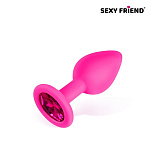 Анальная пробка с рубиновым кристаллом 3 см розовая