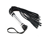 Кожаная плеть с блестящей рукоятью - 40 см 