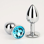 Анальная пробка с голубым кристаллом 3.40 см