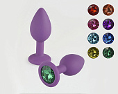 Анальная пробка фиолетовая 2.80 см цвета кристалла в ассортименте